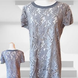 Anthropologie Gray Lace Tunic Free People Grey Womens Top Size Large